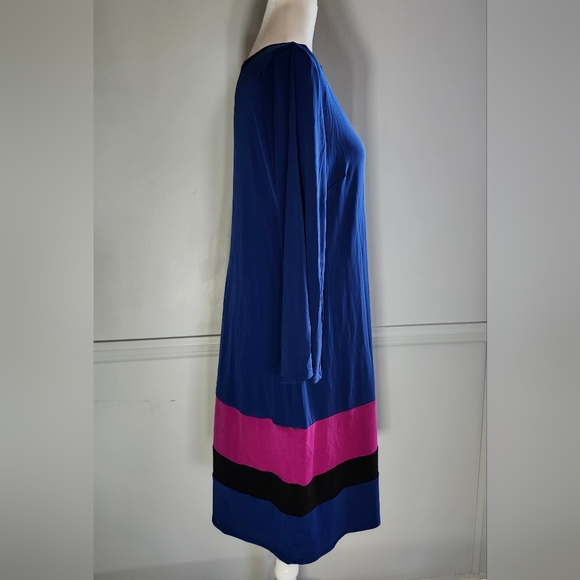 Blue and Pink Color-Block Sheath Dress - Picture 3 of 4